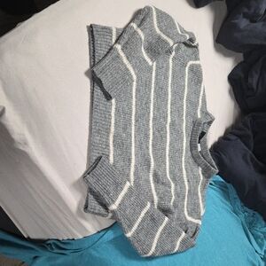 Divided Gray and White Striped Sweater